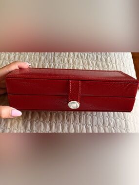 Red Textured Travel Jewelry Case with 2 Removable Zippered Pouches